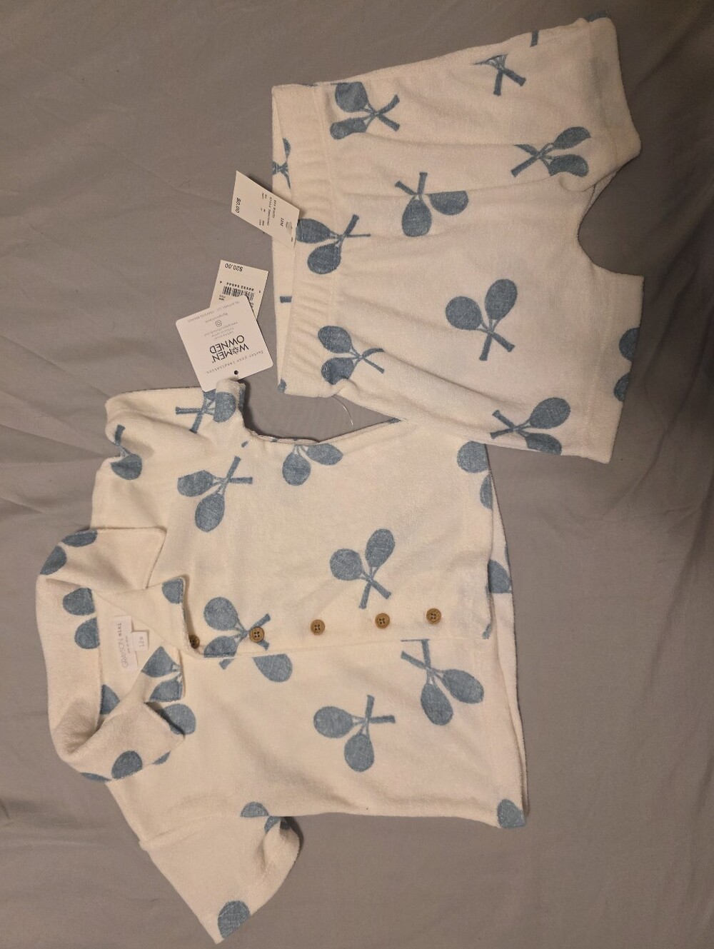 Grayson Mini Toddler Terry Cloth Tennis Shirt & Shorts Matching Set - NWT - Size